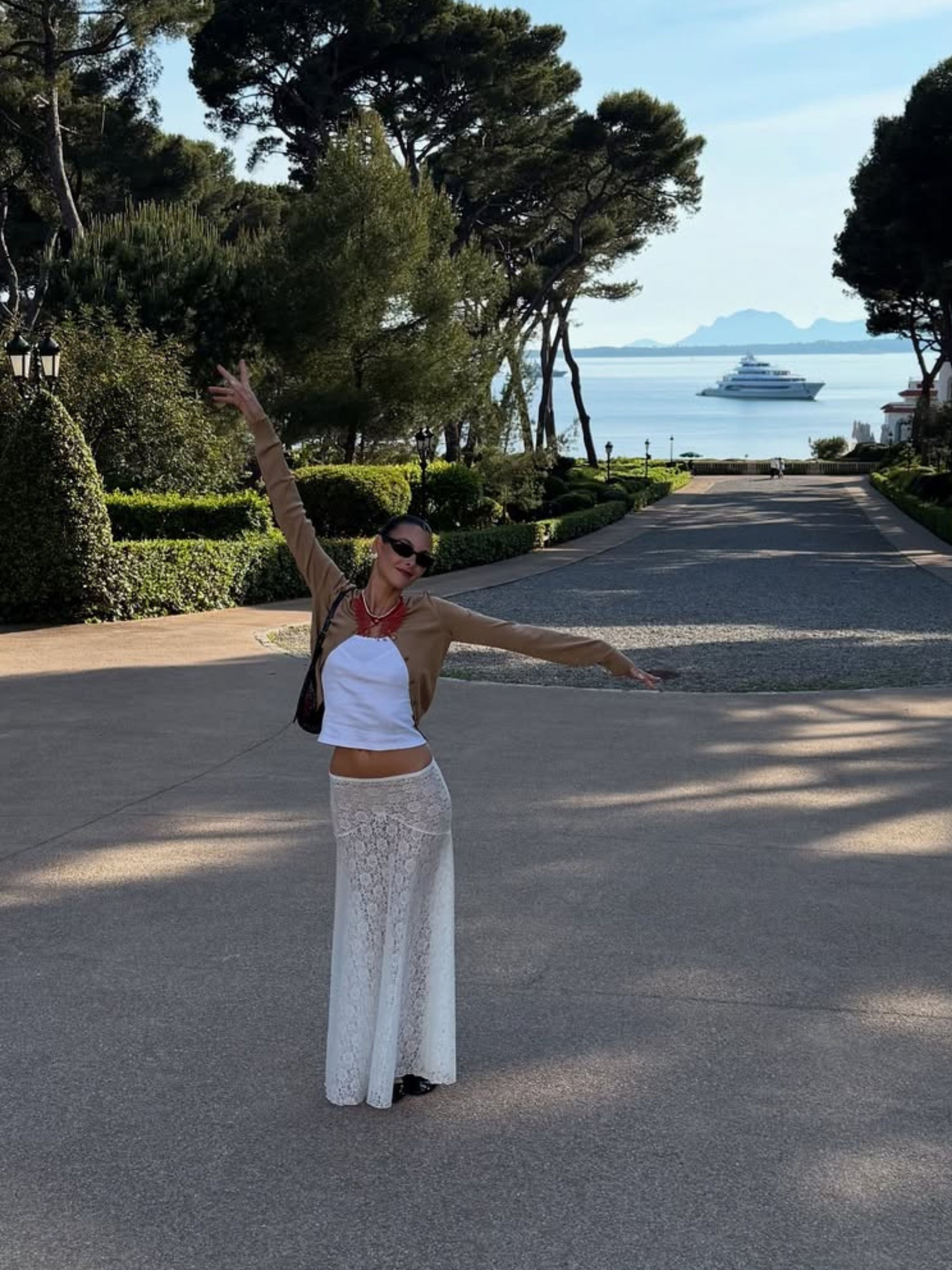 Long Lace Skirt White