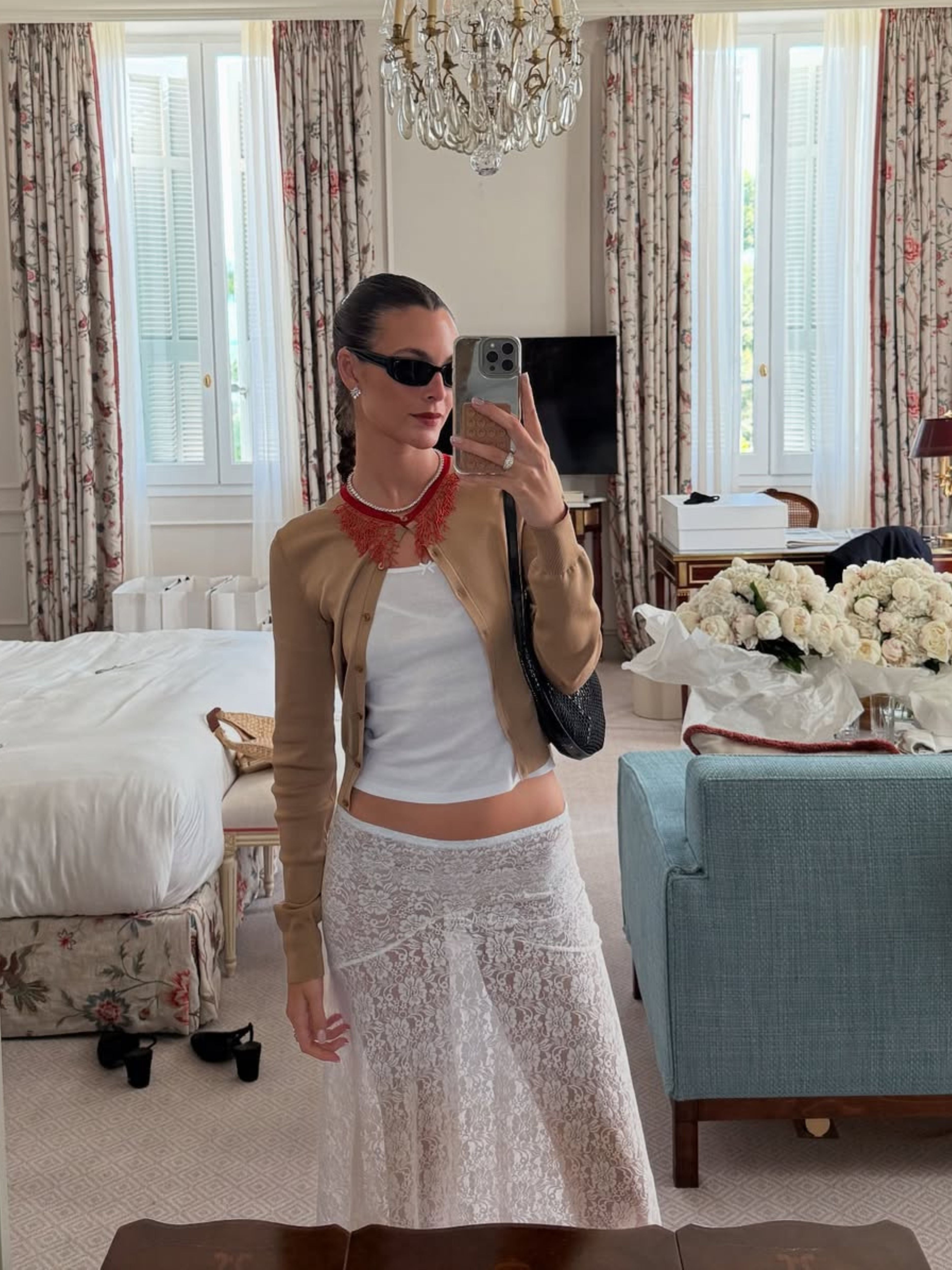 Long Lace Skirt White