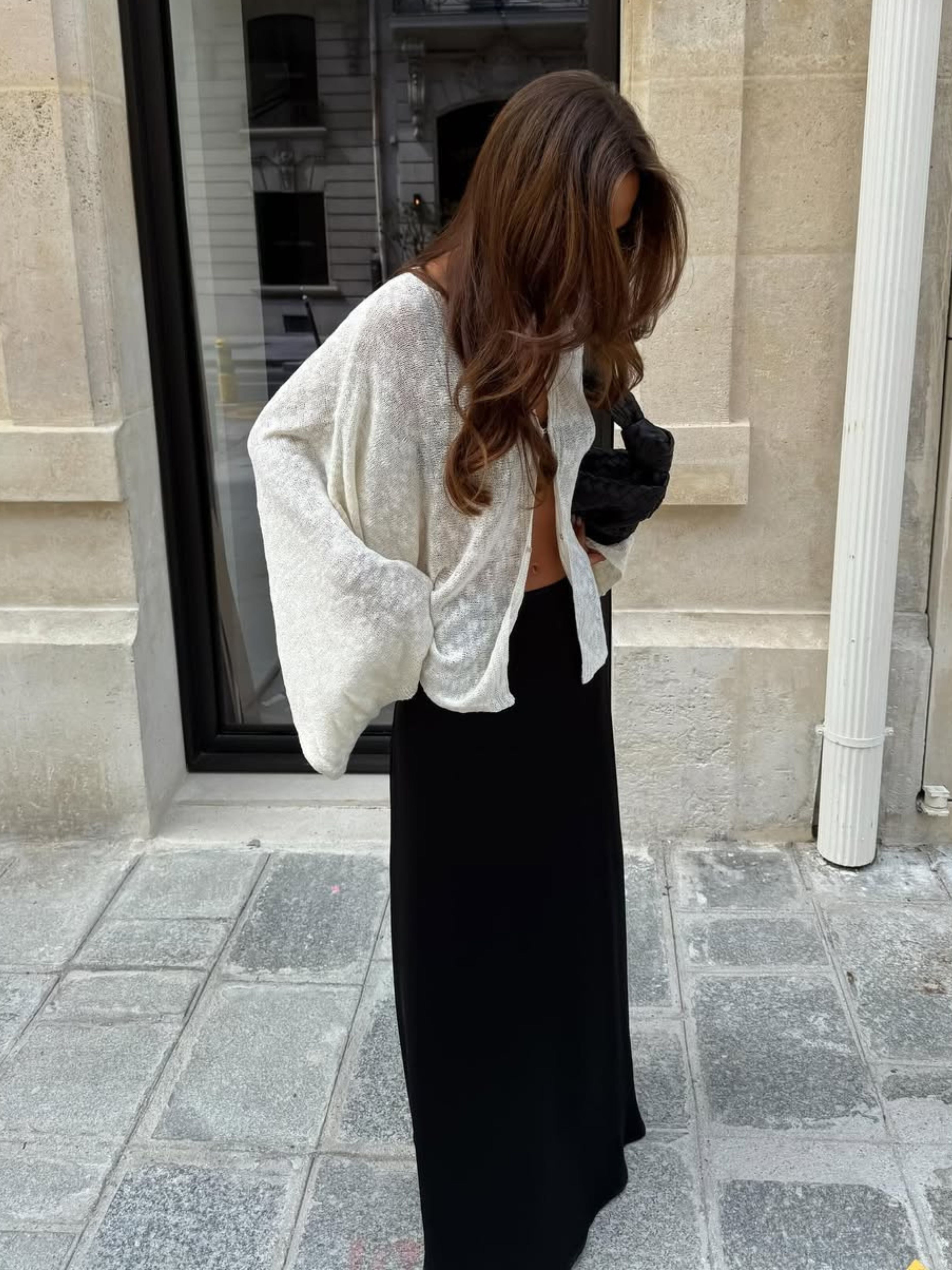 Cloud Knitted Open Style Cardigan Cream