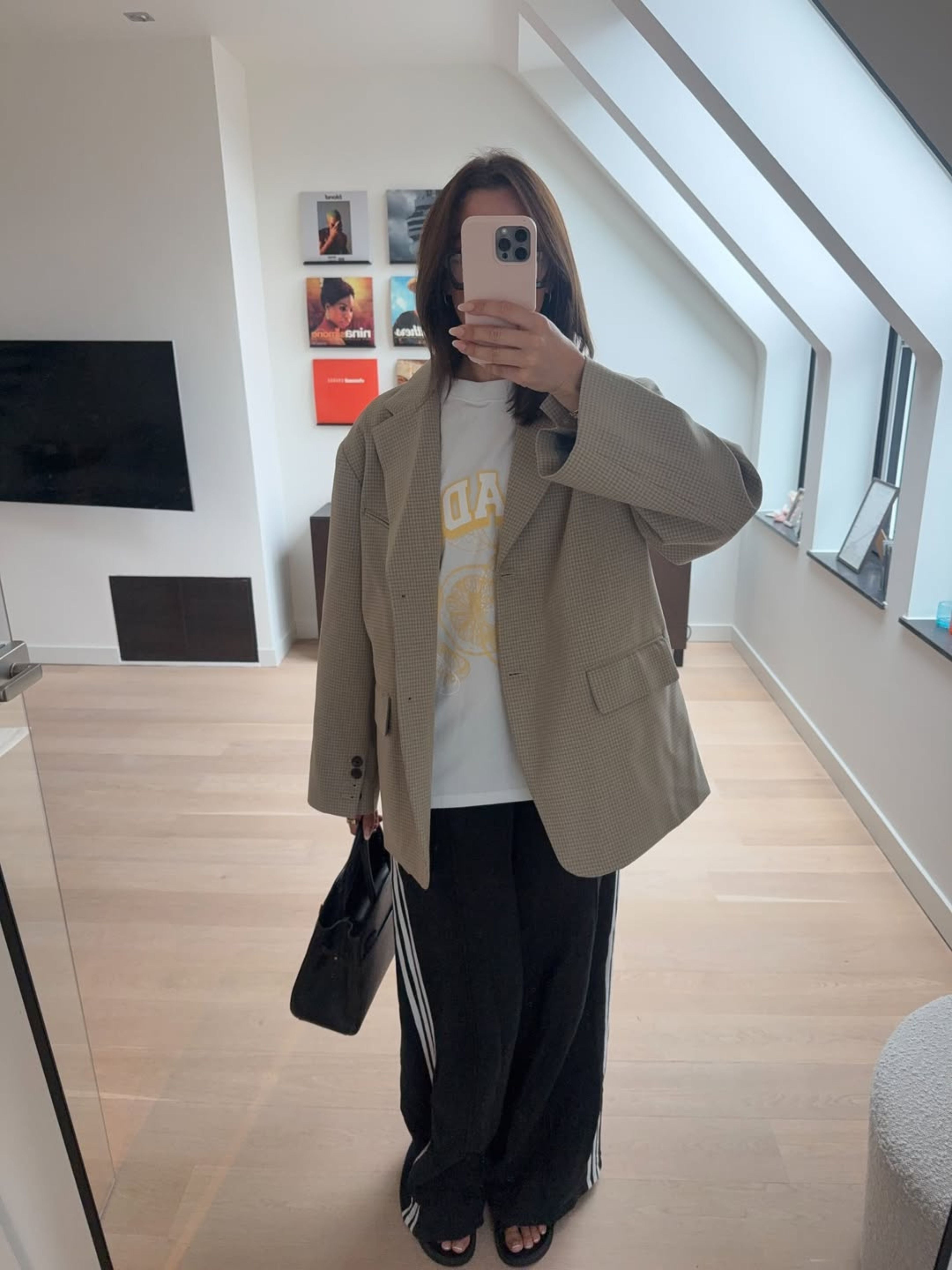 Oversized Checked Blazer Latte