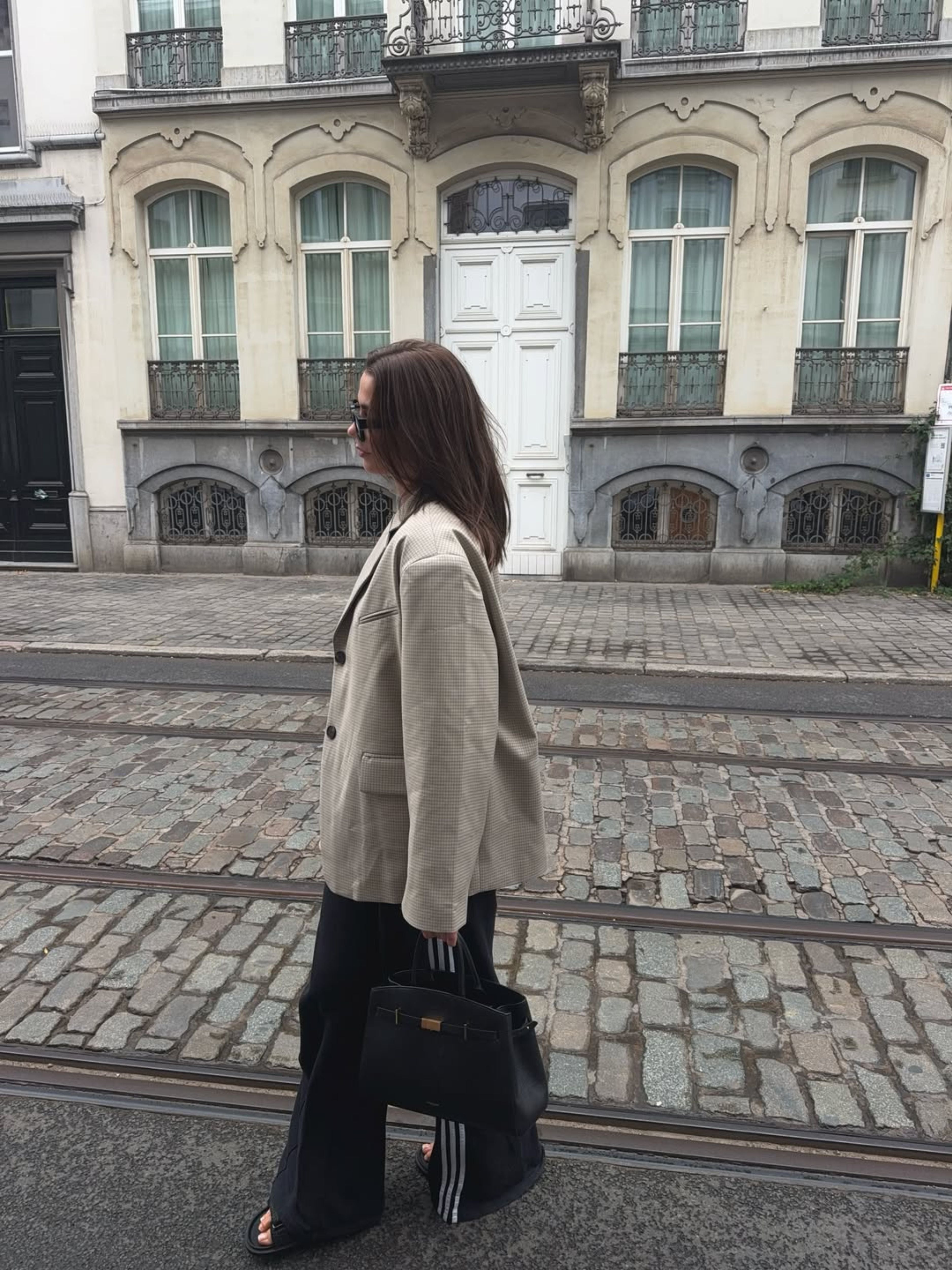 Oversized Checked Blazer Latte