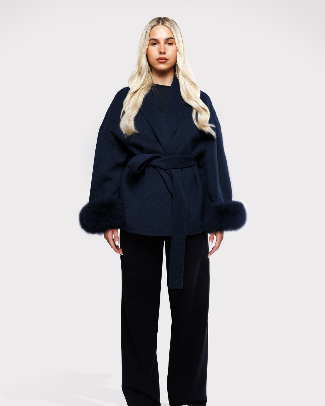 Velvet Blazer with Bow – Blue