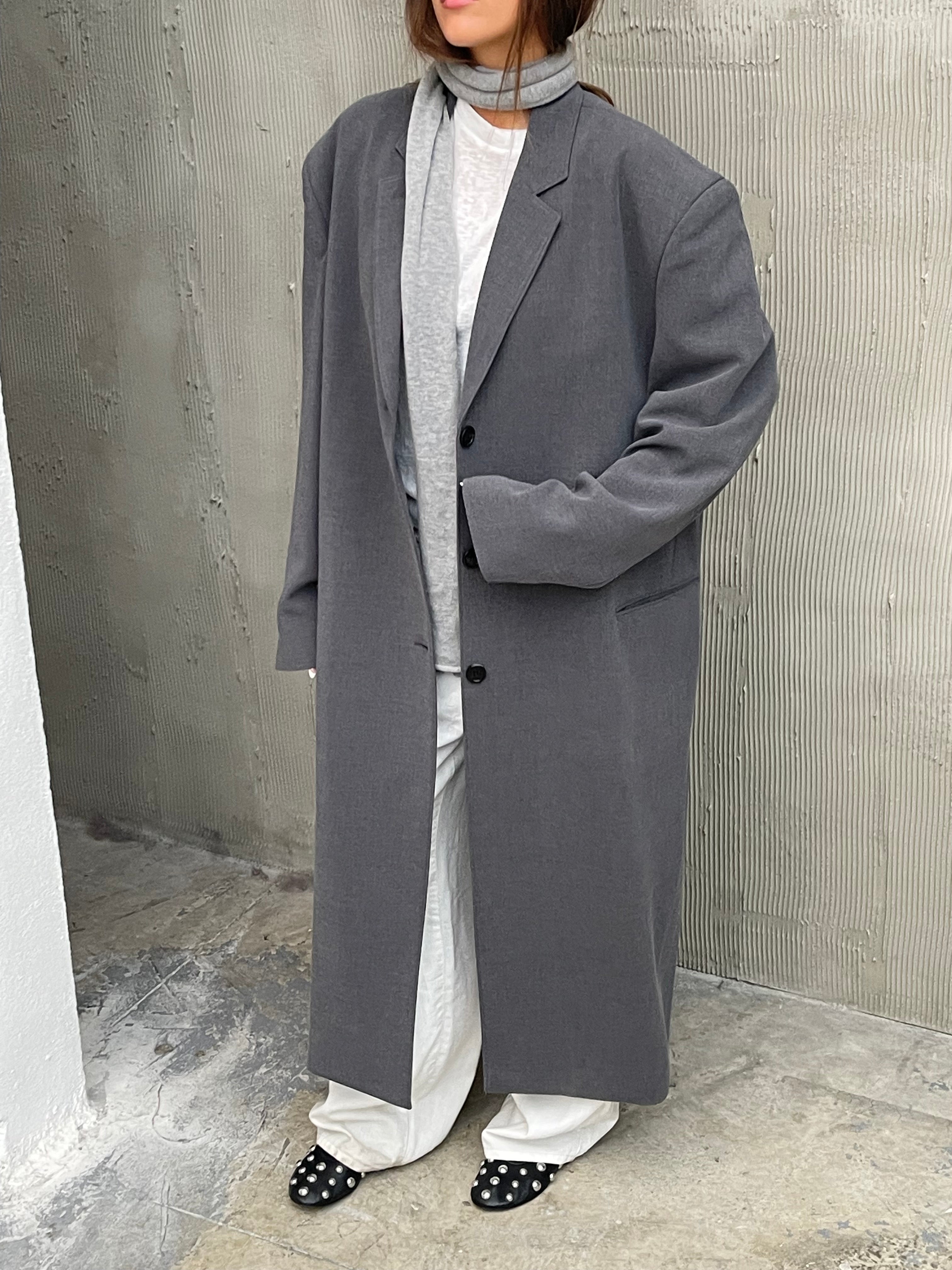 Enna Buttoned Long Coat Grey