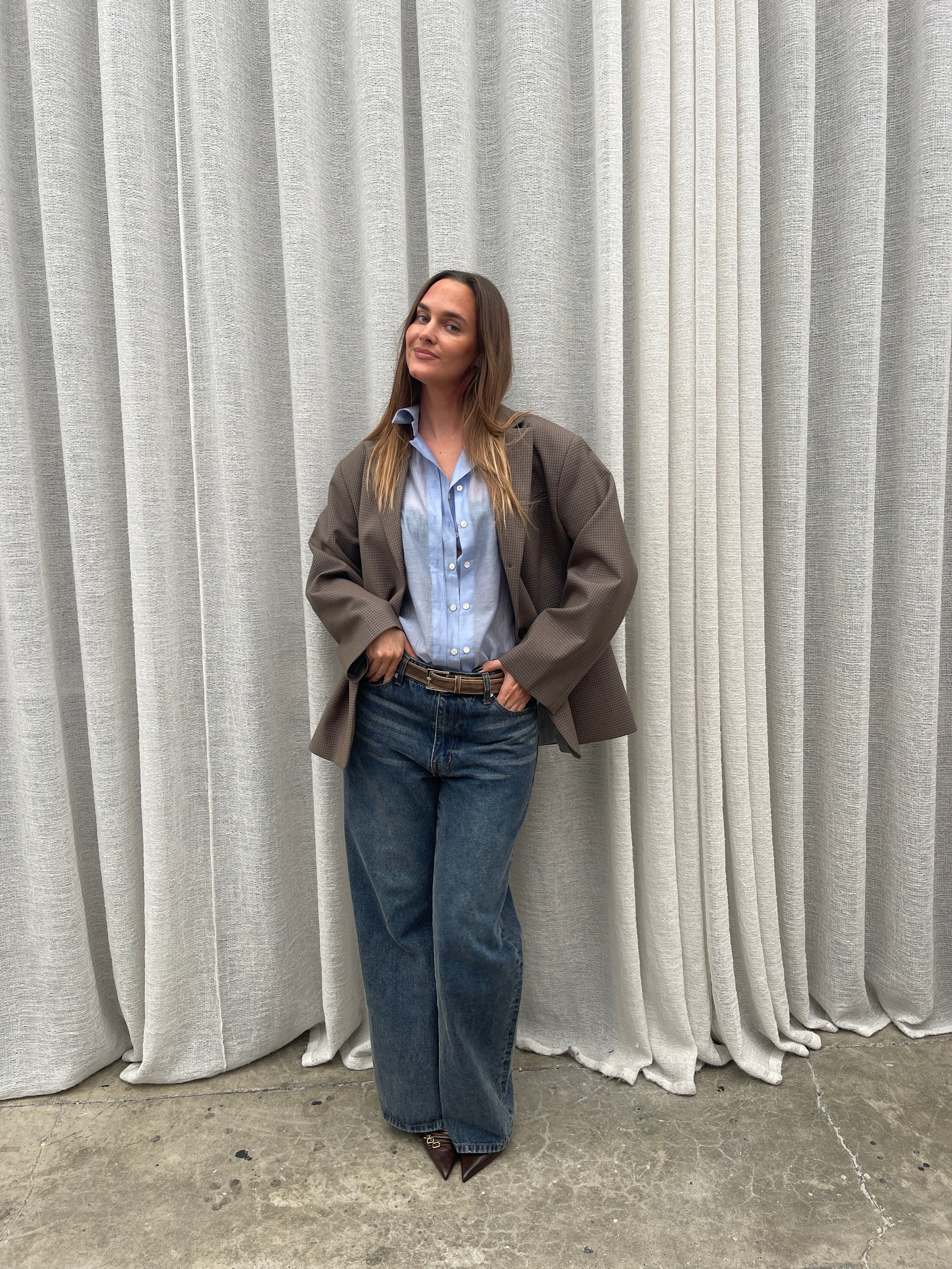 Oversized Checked Blazer Espresso