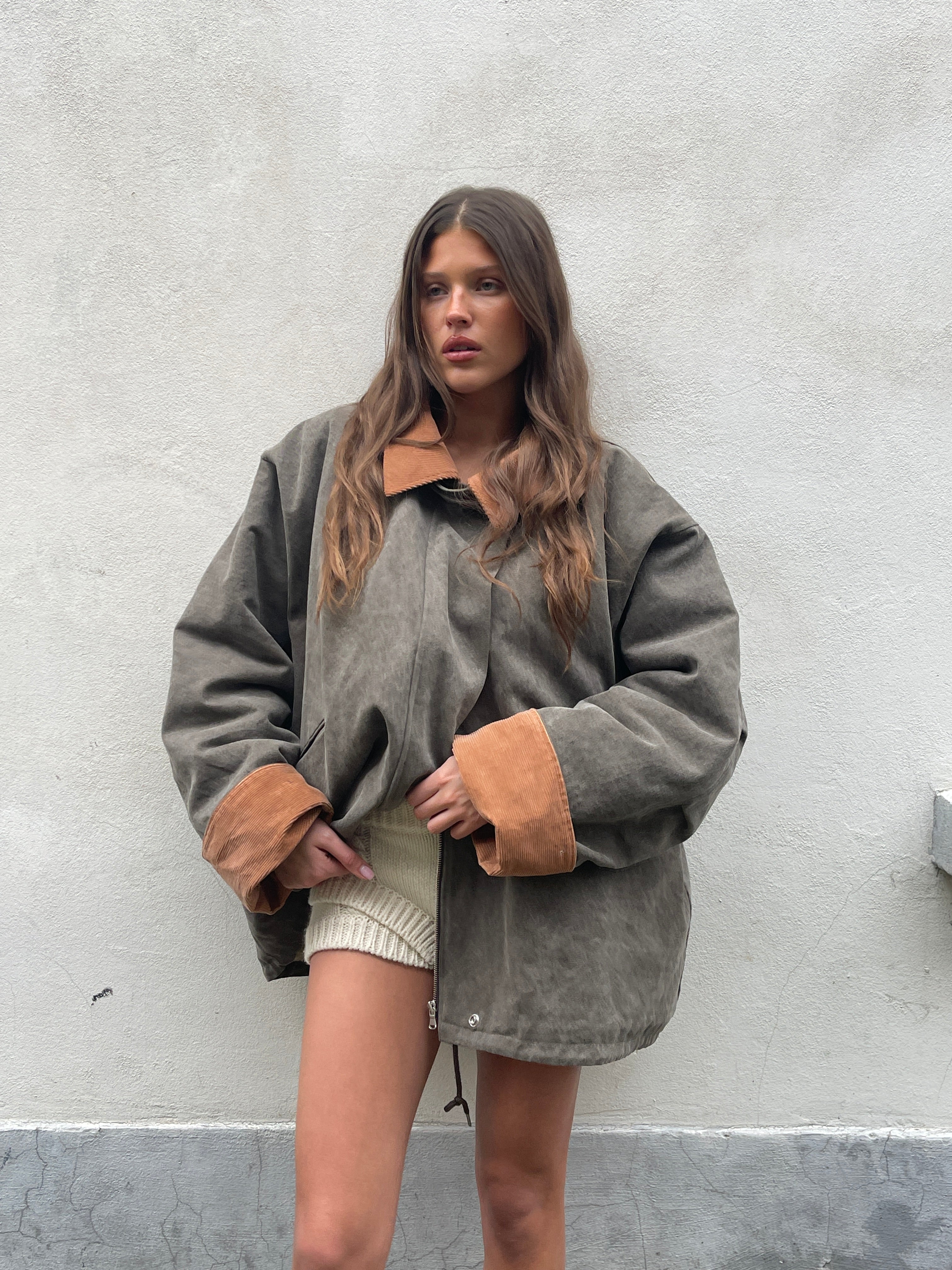 Contrast Collar Oversized Workwear Jacket