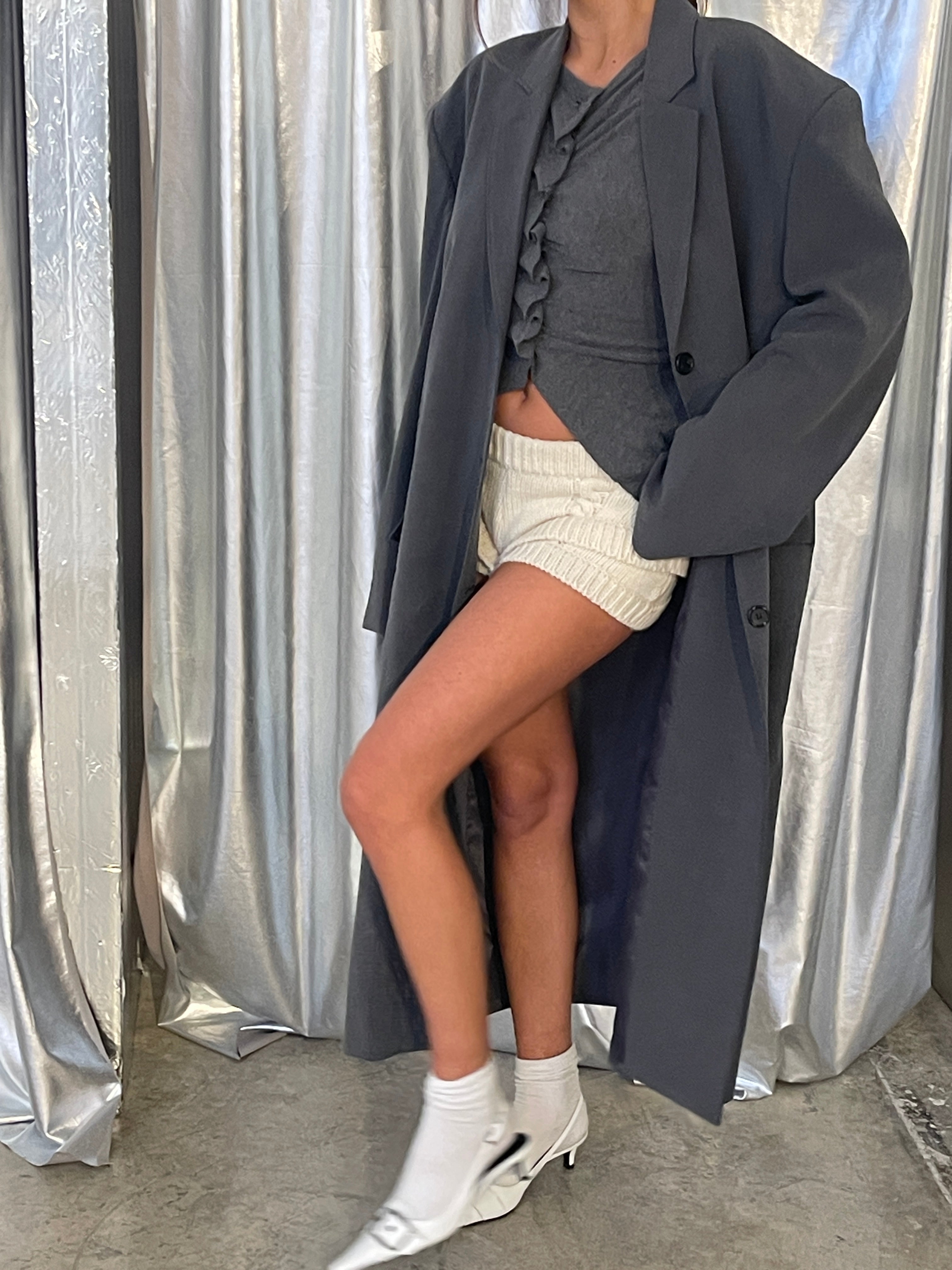 Enna Buttoned Long Coat Grey