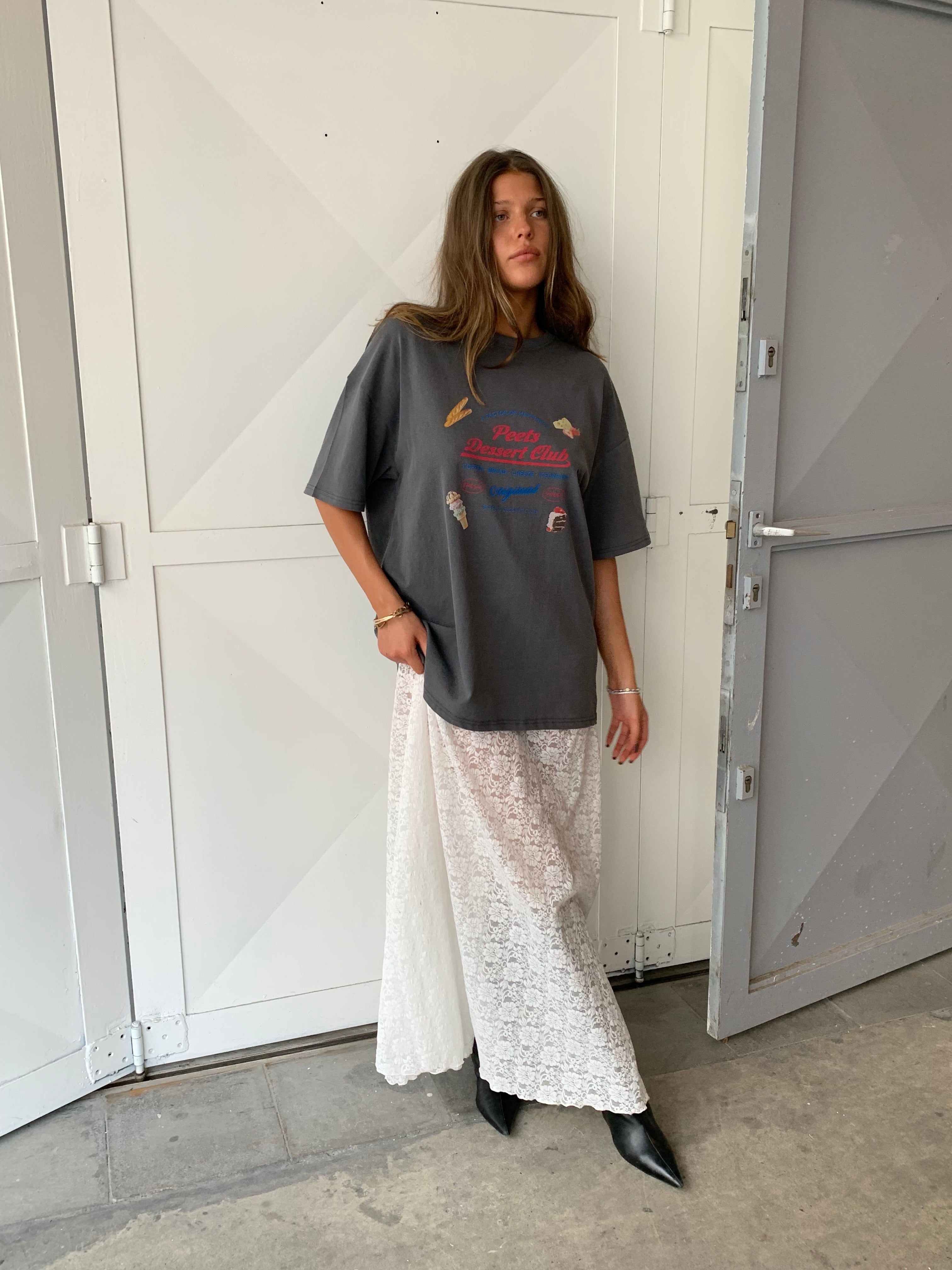 Long Lace Skirt White