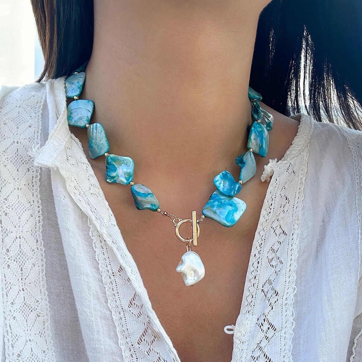 Iridescent Shell Charm Bracelet