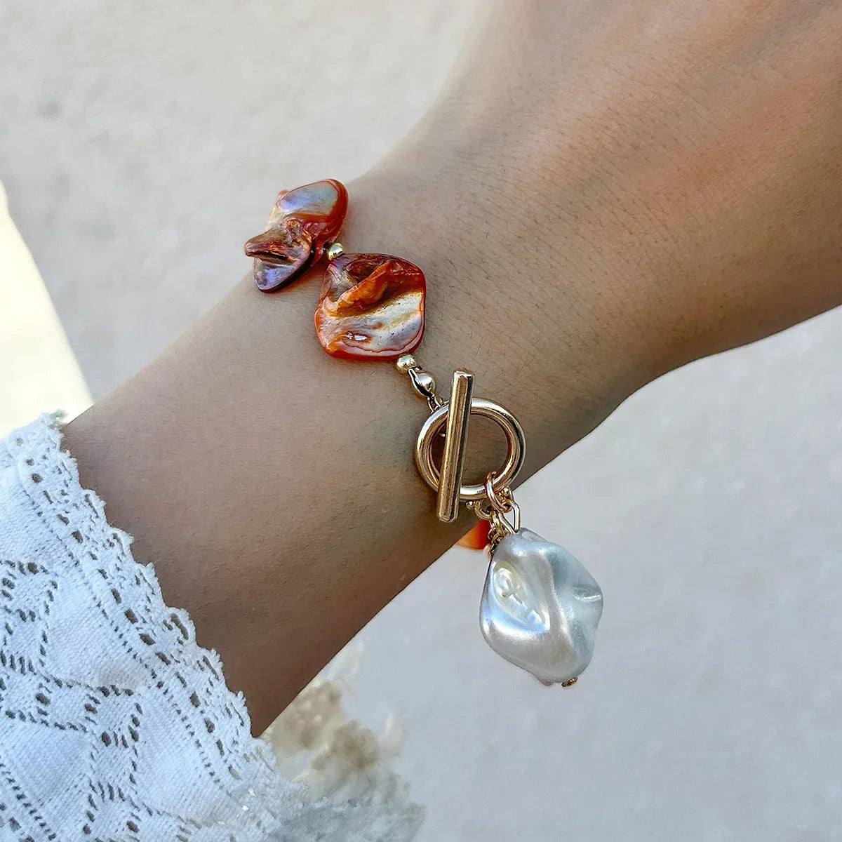 Iridescent Shell Charm Bracelet