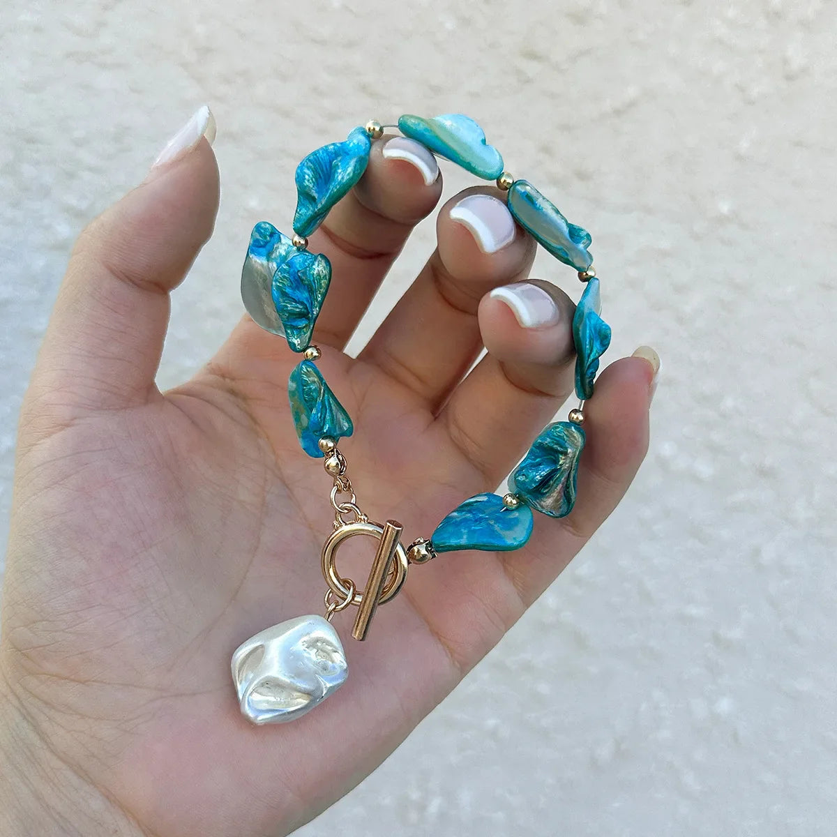 Iridescent Shell Charm Bracelet