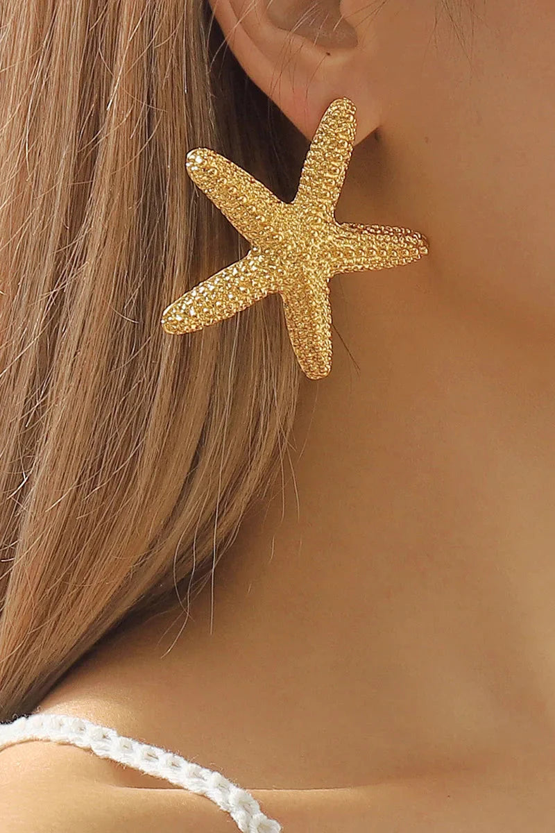 Golden Starfish Drop Earrings