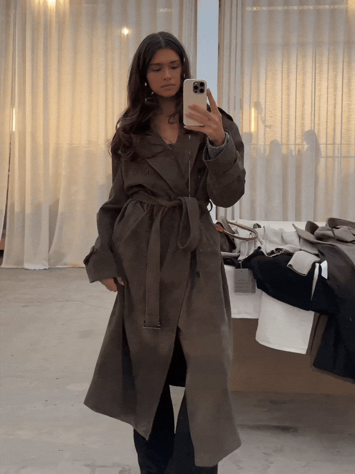 Trenchcoat Suede Dark Brown