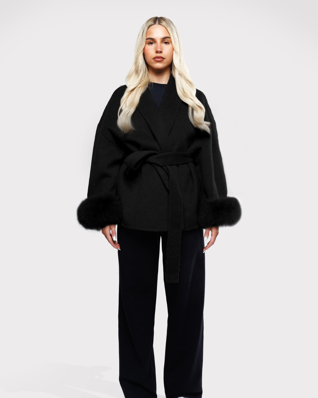 Velvet Blazer with Bow – Black